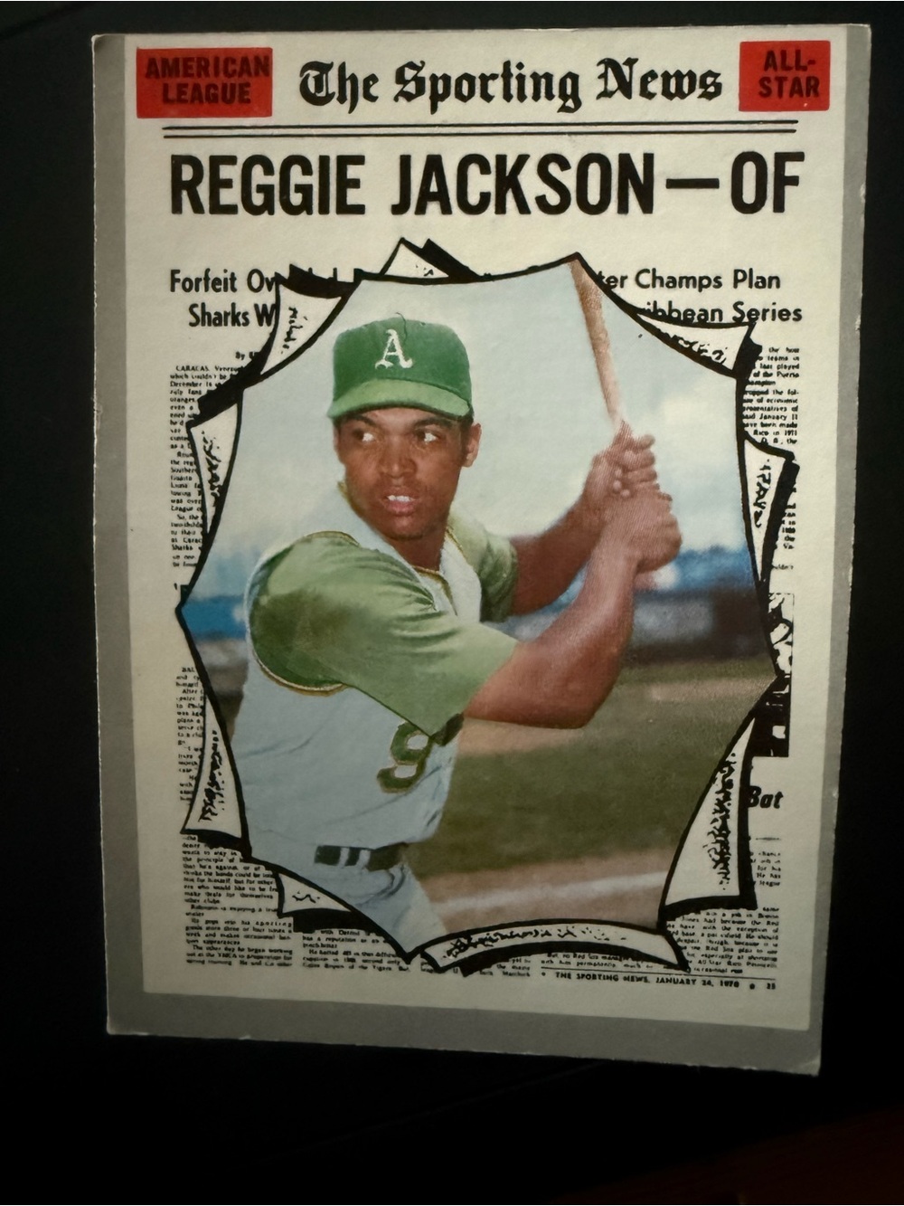 Reggie Jackson Oakland A's Topps 1970 All Star Baseball Car